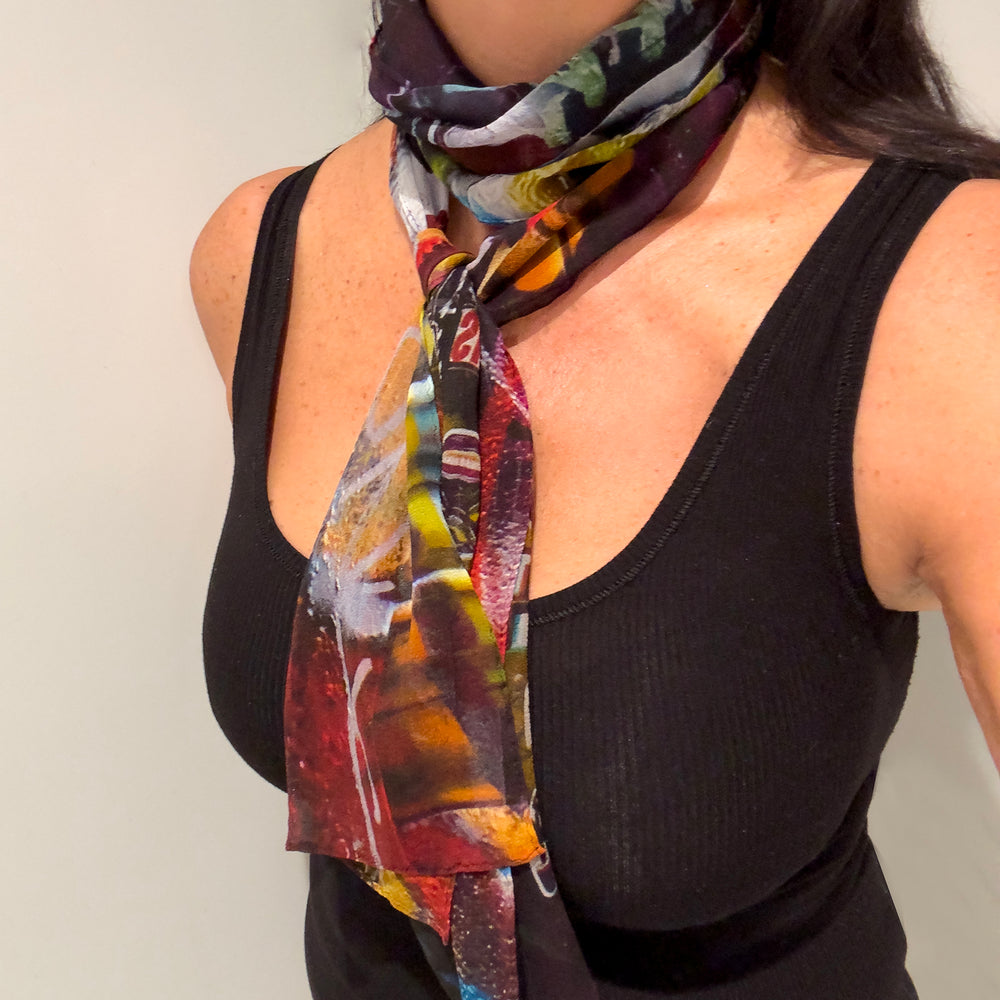 
                  
                    Silk Georgette Scarf - Graffiti Print
                  
                