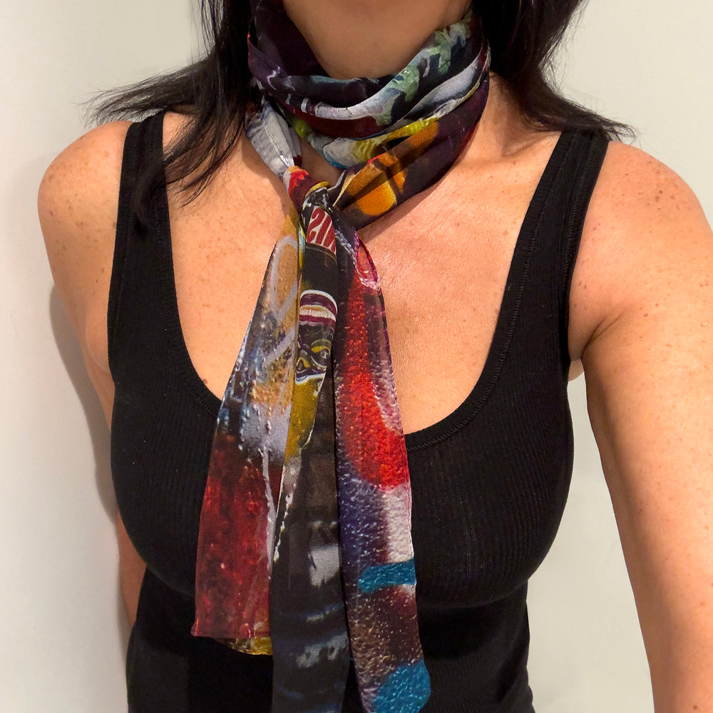 
                  
                    Silk Georgette Scarf - Graffiti Print
                  
                