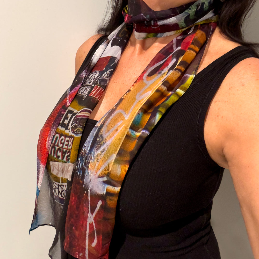 
                  
                    Silk Georgette Scarf - Graffiti Print
                  
                