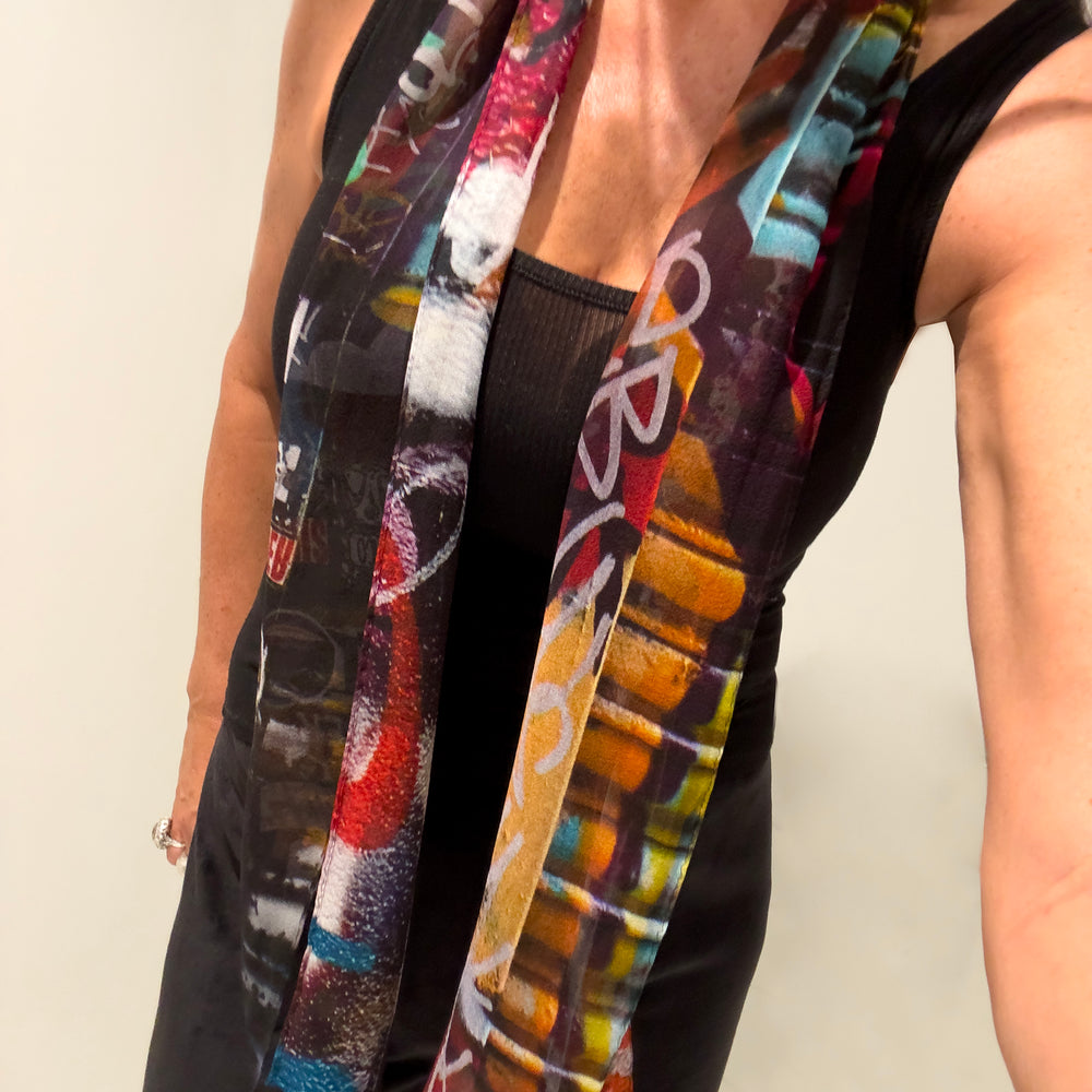 
                  
                    Silk Georgette Scarf - Graffiti Print
                  
                