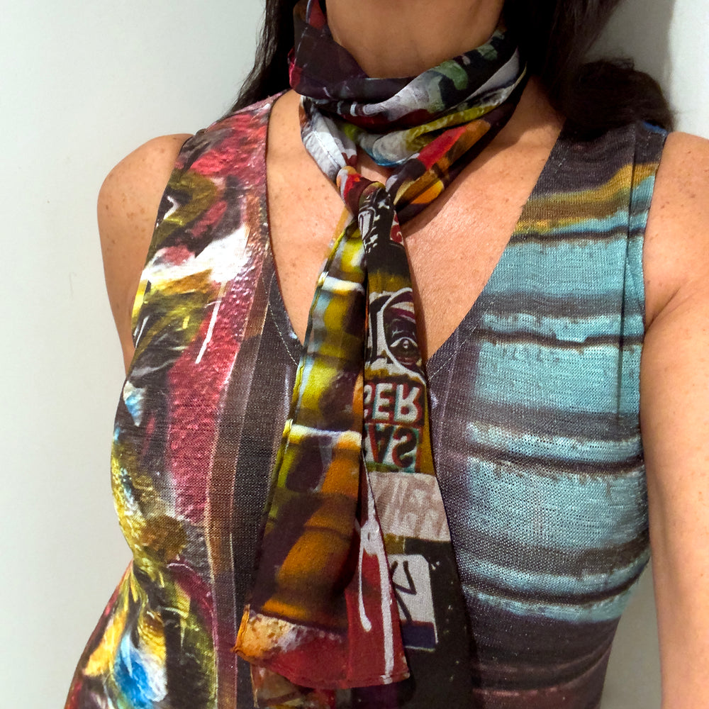 
                  
                    Silk Georgette Scarf - Graffiti Print
                  
                