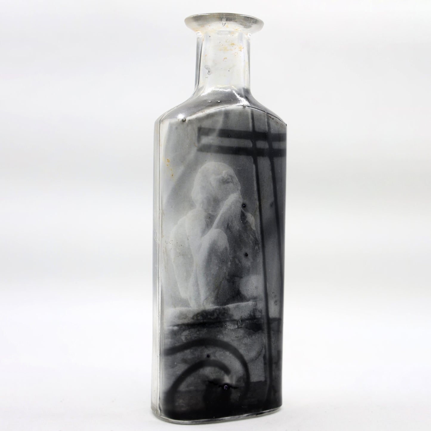 Babs Hand-printed "Angel" Vintage Bottle Art