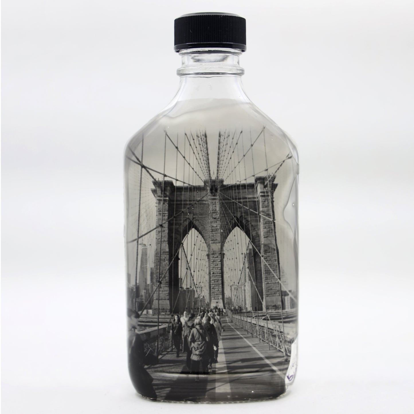 Babs Hand-printed "Brooklyn Bridge" Vintage Bottle Art