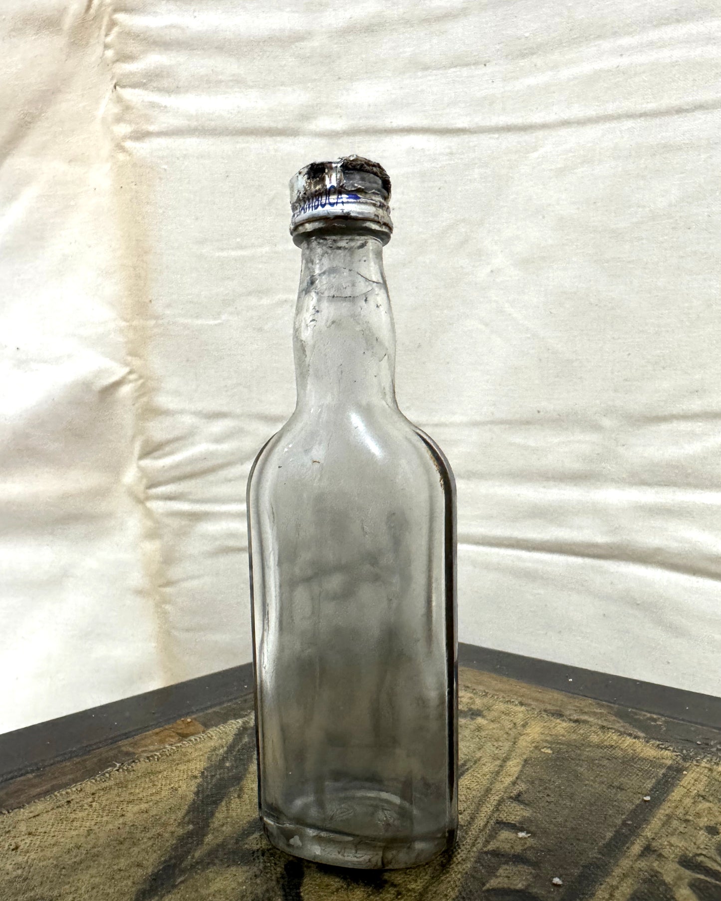 Babs Hand-printed "Dali Statue" Vintage Bottle Art