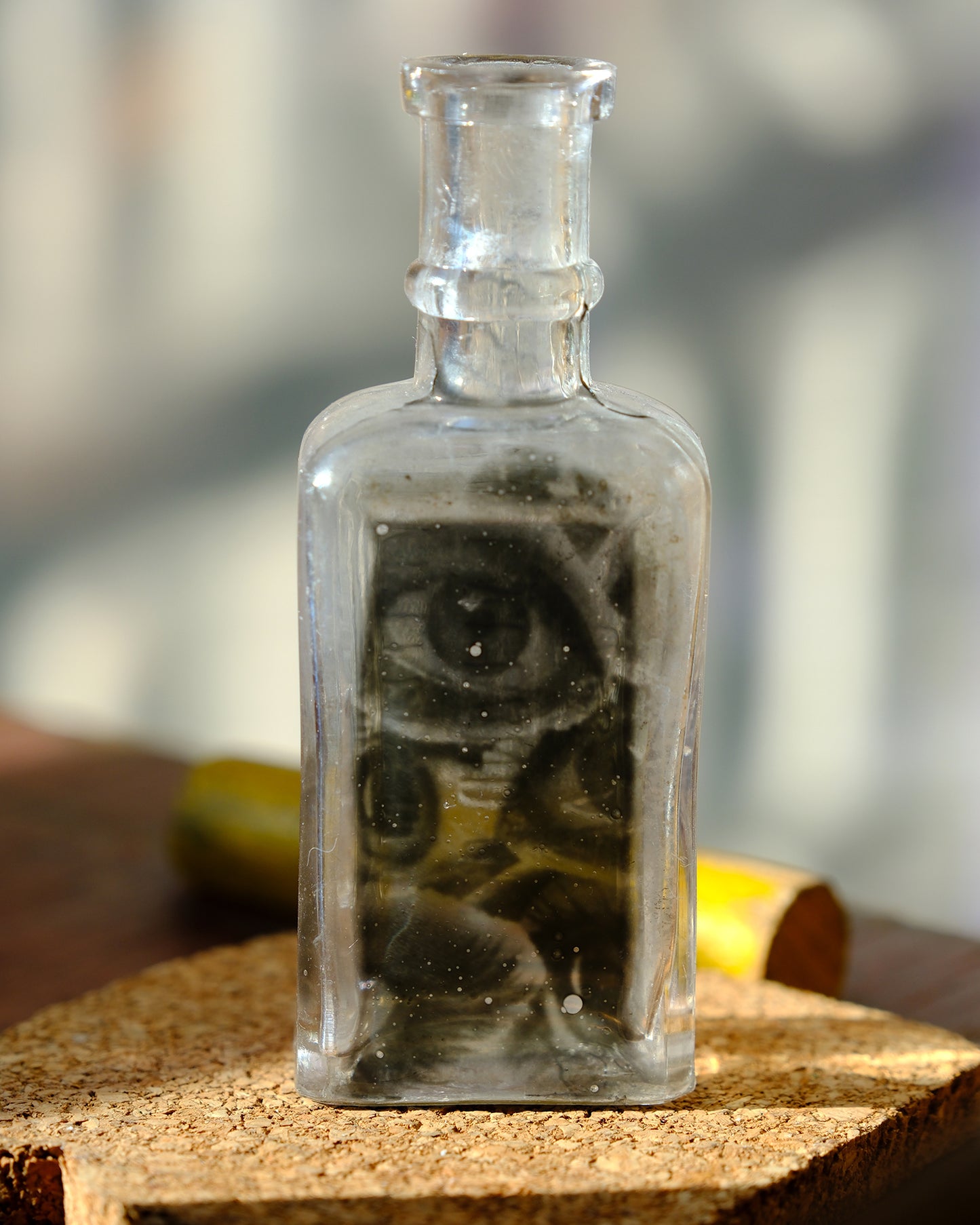Babs Hand-printed "Many Eyes" Vintage Bottle Art V3