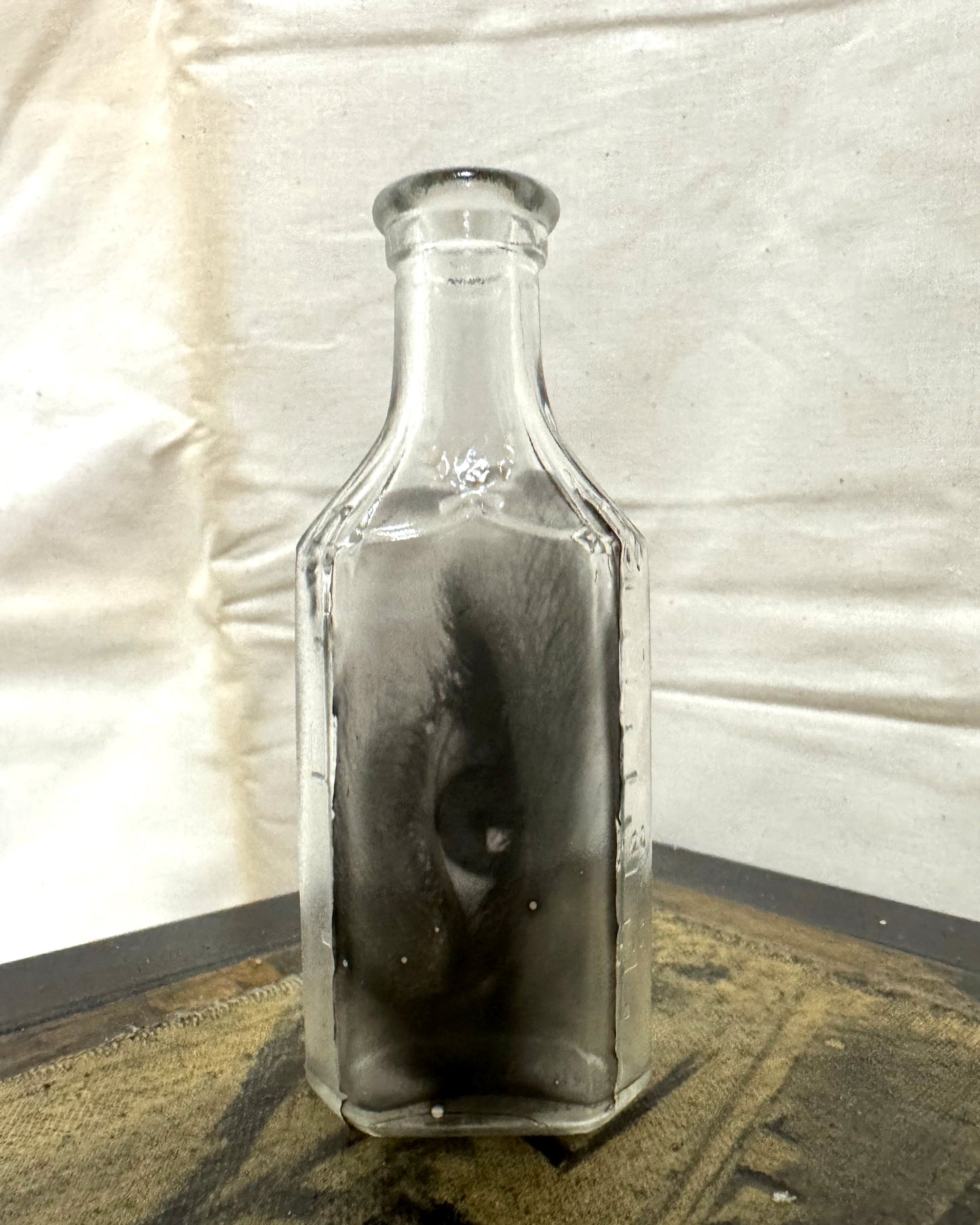 Babs Hand-printed "Man Eye" Vintage Bottle Art V2