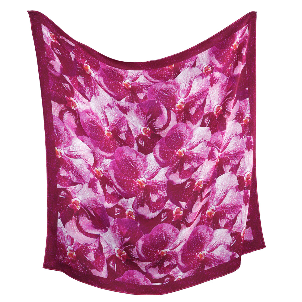 Silk 26 Inch Square Scarf - Orchids - Pink to Deep Magenta
