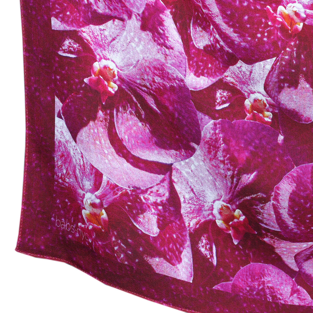 
                  
                    Silk 26 Inch Square Scarf - Orchids - Pink to Deep Magenta
                  
                