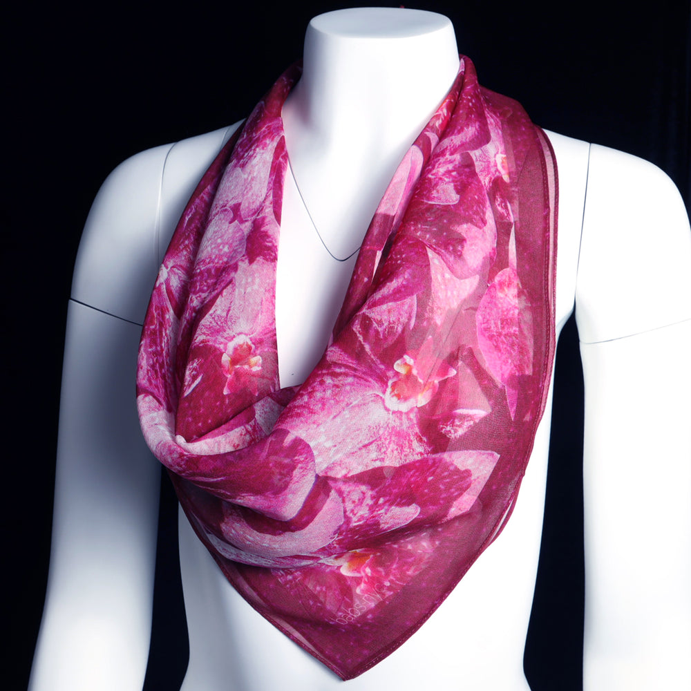 
                  
                    Silk 26 Inch Square Scarf - Orchids - Pink to Deep Magenta
                  
                