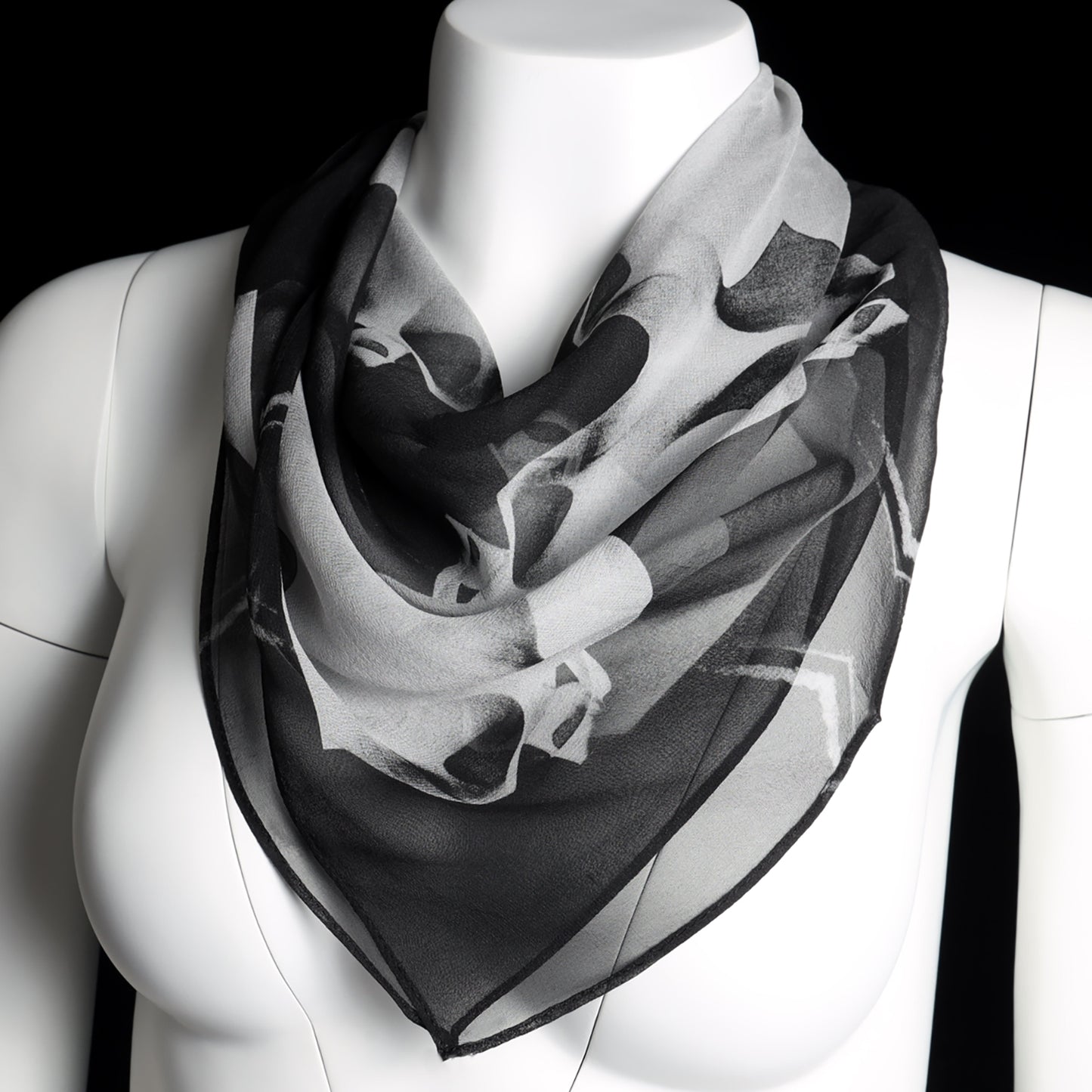 Silk 26 Inch Square Scarf - Gaudi - Black and White
