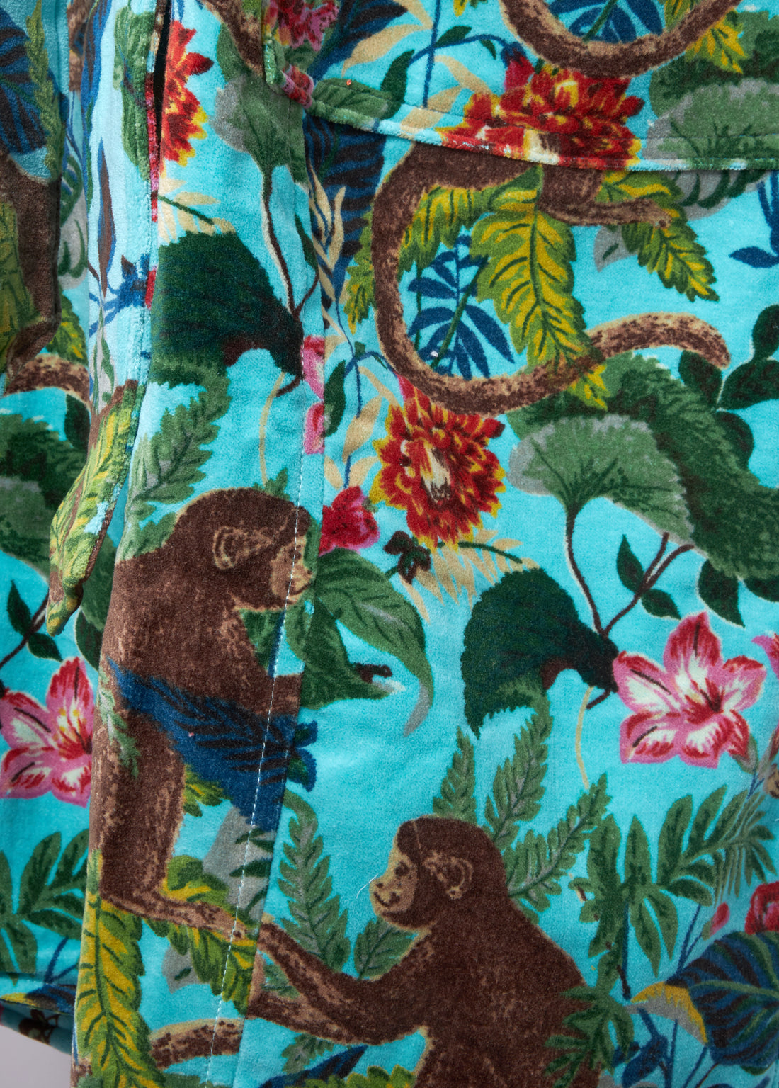 Velvet Robe - Turquoise Monkey