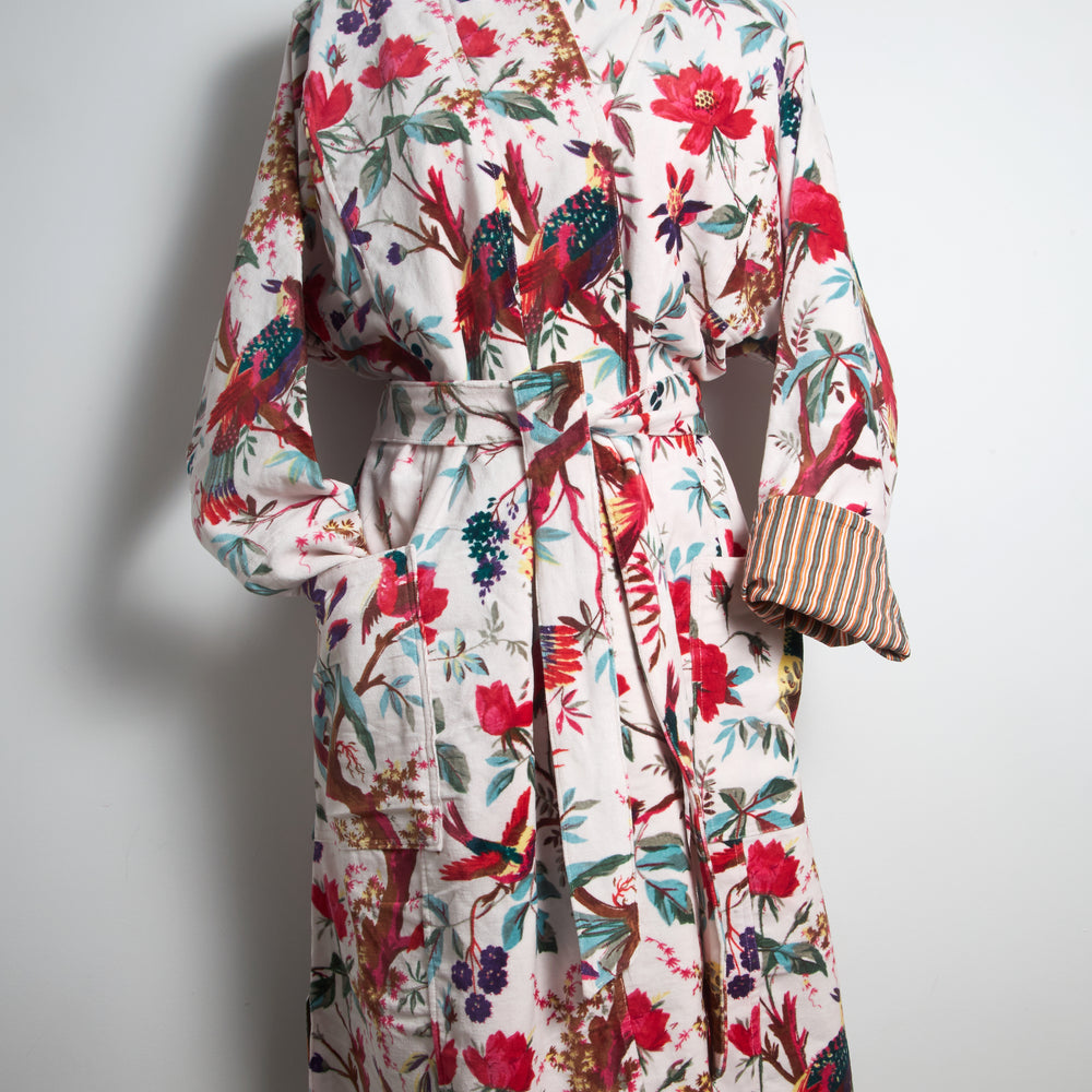 
                      
                        Velvet Robe - White Bird/Floral
                      
                    