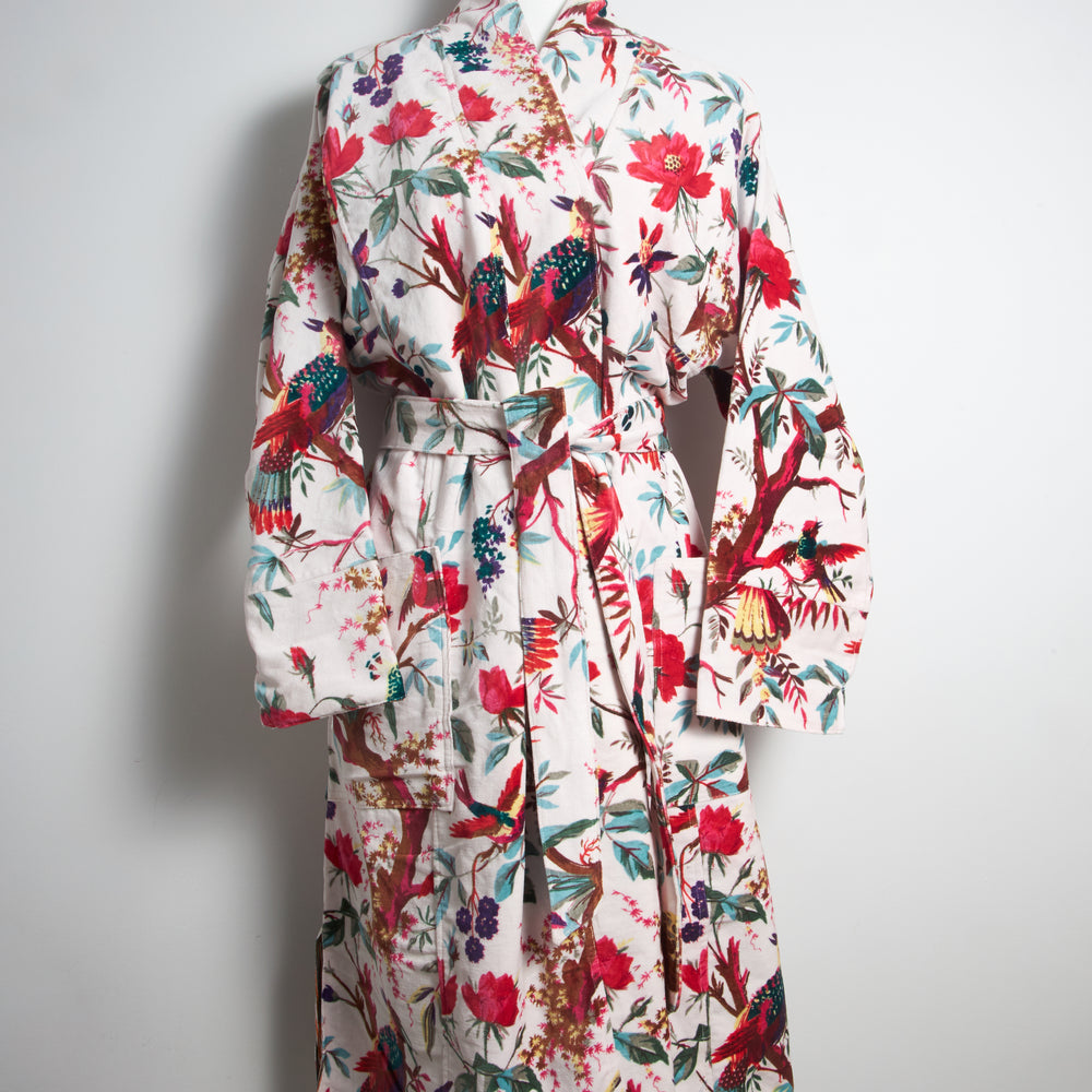 
                      
                        Velvet Robe - White Bird/Floral
                      
                    