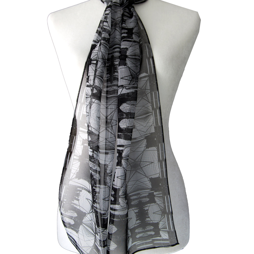 
                  
                    Silk Georgette Scarf - Brooklyn Bridge Collage Print
                  
                