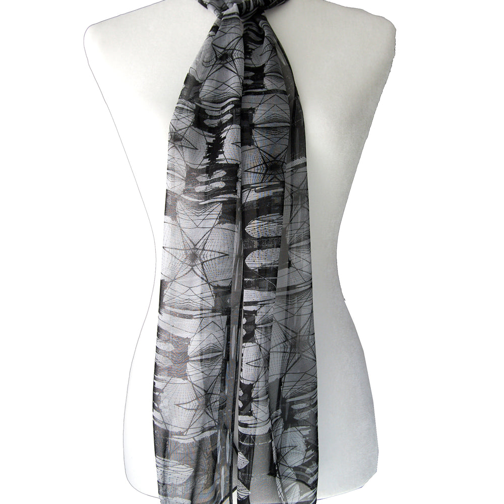 
                  
                    Silk Georgette Scarf - Brooklyn Bridge Collage Print
                  
                