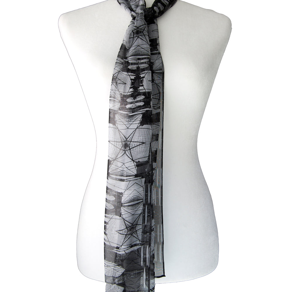 
                  
                    Silk Georgette Scarf - Brooklyn Bridge Collage Print
                  
                