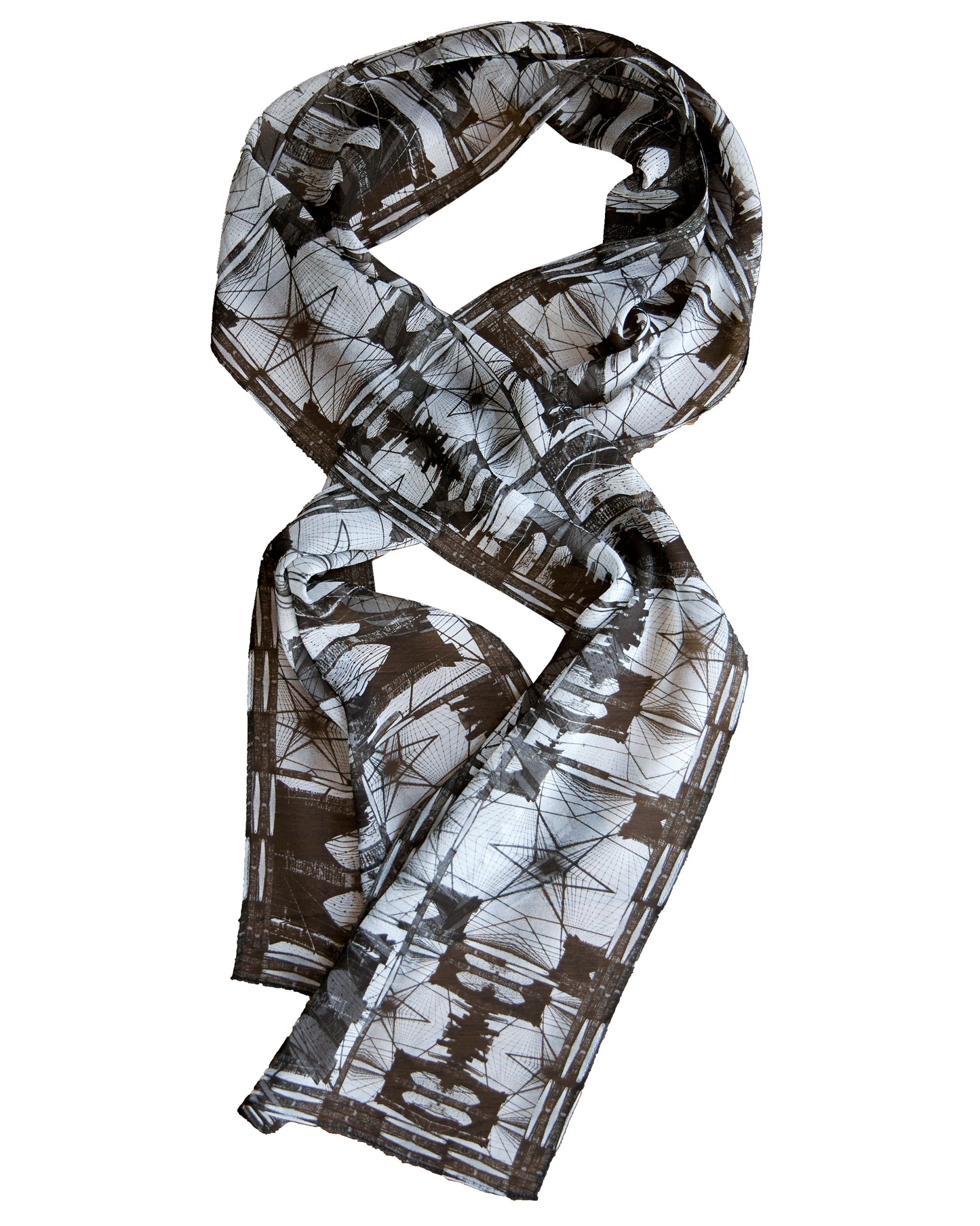 Silk Georgette Scarf - Brooklyn Bridge Collage Print