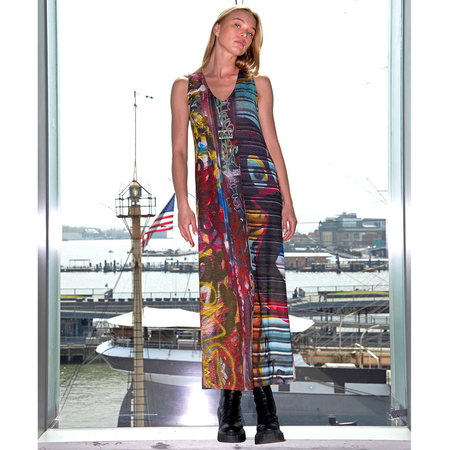 Graffiti Print Maxi Dress