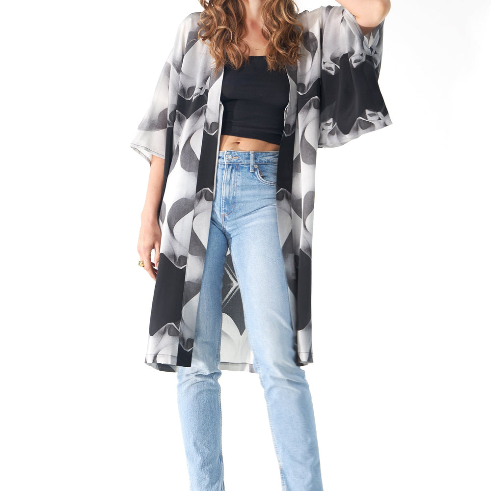 
                  
                    Babs Silk Kimono - Black/White La Pedrera Inspired
                  
                