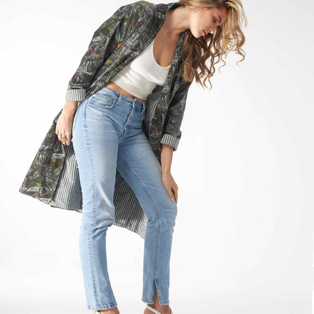 
                  
                    Babs Lush Velvet Robe - Evergreen Block Print
                  
                