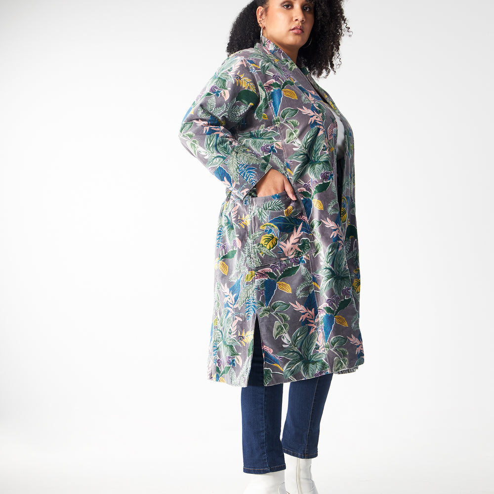
                  
                    Babs Lush Velvet Robe - Grey Garden Block Print
                  
                