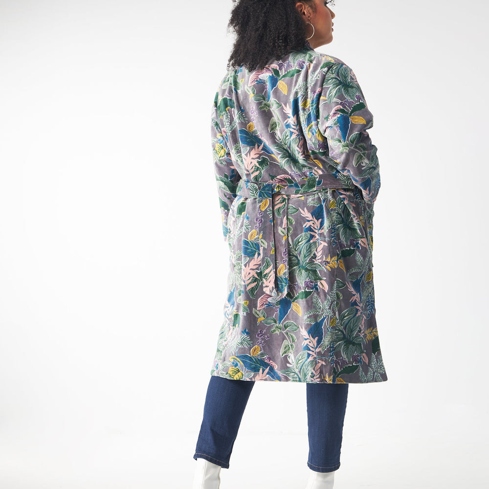 
                  
                    Babs Lush Velvet Robe - Grey Garden Block Print
                  
                