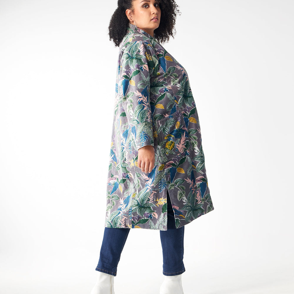 
                  
                    Babs Lush Velvet Robe - Grey Garden Block Print
                  
                